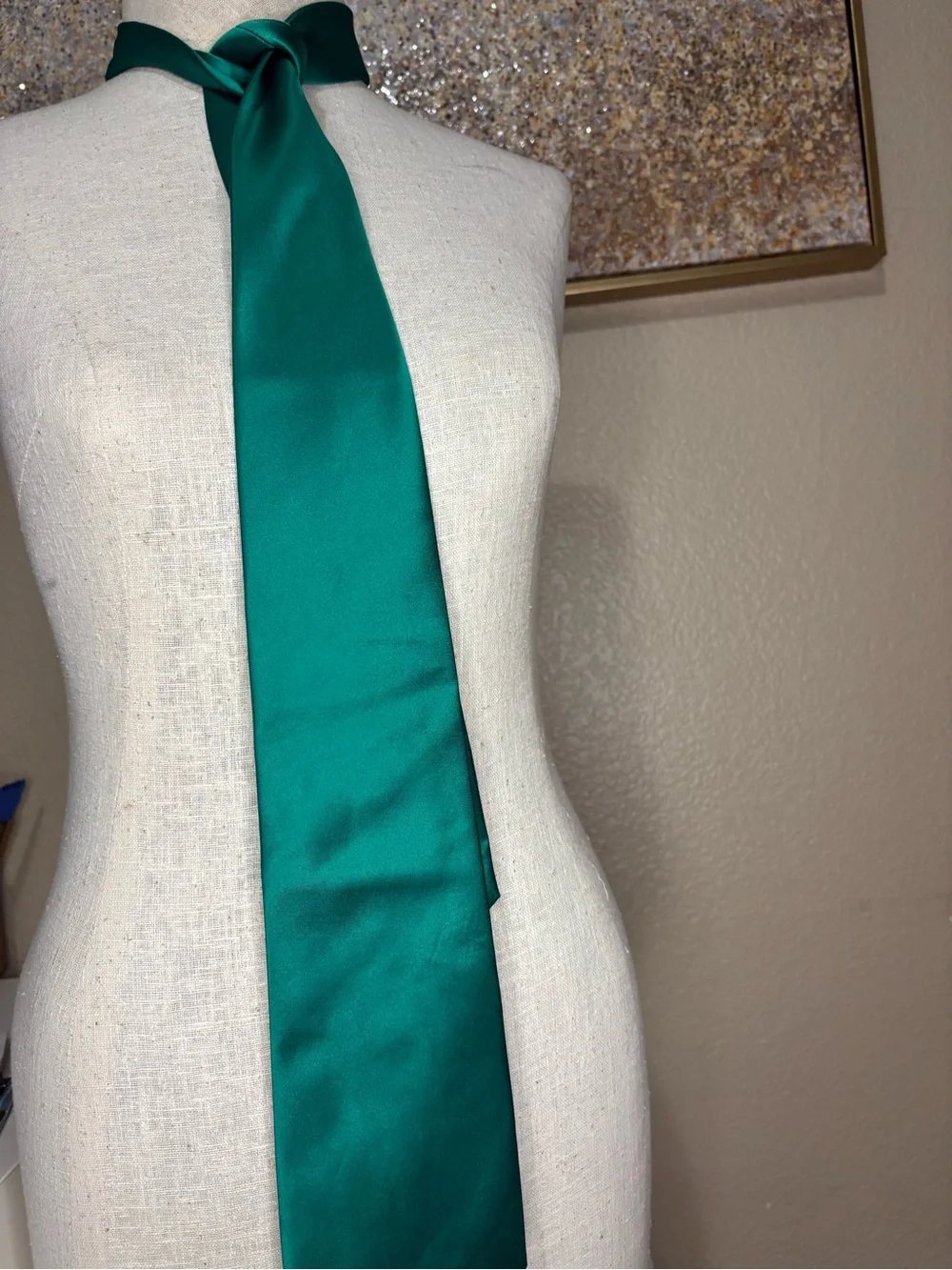 Vesuvio Napoli Emerald Green Satin Tie Handmade Italian Formal Wedding Necktie